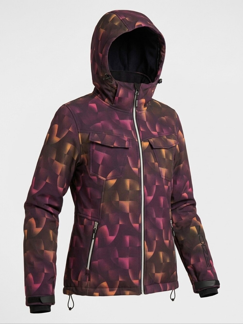 Sz M Noize Hooded Jacket in Purple, Pink, Yellow Gradient Print